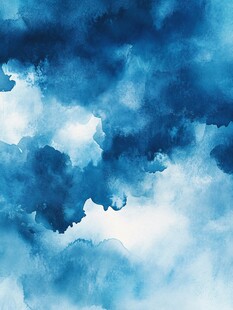 蓝色梦幻水彩云朵背景