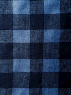 蓝黑格子布料纹理特写