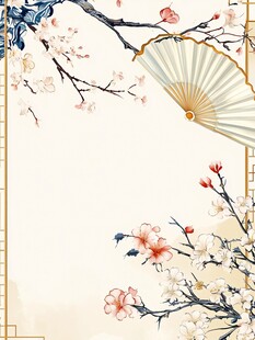 古风折扇花卉背景图