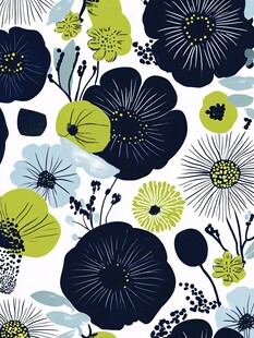 清新花卉图案无缝背景图