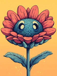 表情呆萌的卡通向日葵