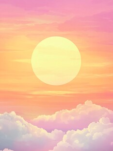 梦幻天空中的温暖大太阳