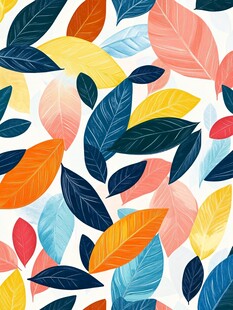 多彩叶子无缝图案背景