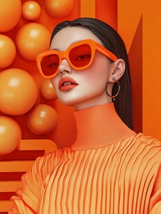 橙色时尚风美女酷炫登场