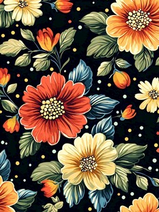 复古花卉无缝图案设计