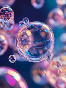 梦幻炫彩的空中肥皂泡