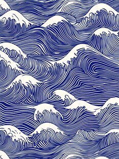 蓝白海浪无缝图案纹理