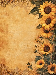 复古向日葵花纹背景图