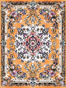 橙色花卉图案精美方巾