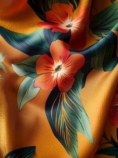 热带花卉图案丝绸面料