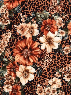 豹纹花卉图案时尚面料