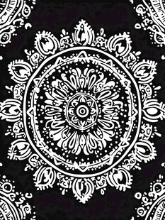黑白曼陀罗花纹图案设计