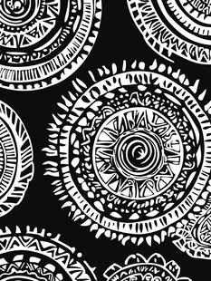 黑白民族风圆形图案纹饰
