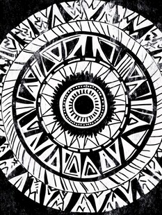 黑白几何圆形图腾图案