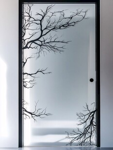 简约树枝图案玻璃门设计