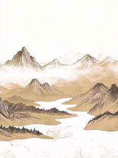 水墨山川意境图