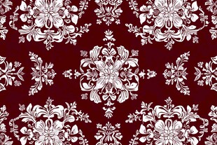深红底白色复古花卉图案