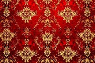 红色金色华丽复古花纹图案