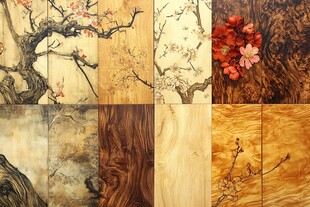 木纹花卉拼接纹理素材