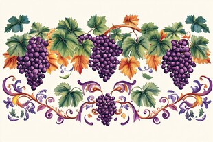 葡萄藤蔓装饰花纹图案