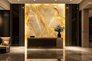 奢华大理石墙面的酒店大堂
