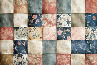 复古拼贴花卉图案布料