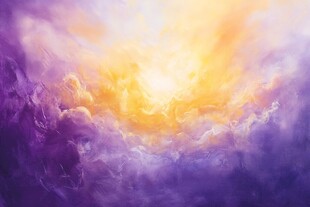 梦幻紫色云海中的璀璨光芒