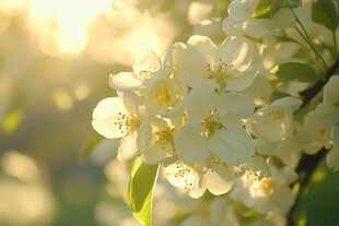 春日绽放的洁白繁花