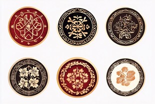复古花纹圆形装饰盘集合