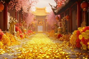 古巷金满地 繁花映福景