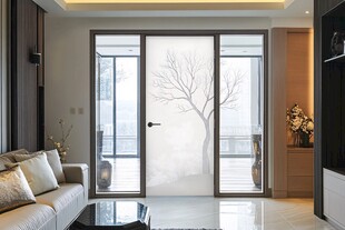 简约客厅中的艺术磨砂玻璃门