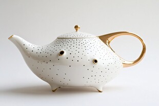 可爱波点陶瓷茶壶