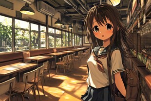 校园少女于室内温馨场景