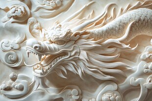 中式龙纹浮雕艺术作品