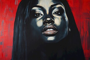 黑肤女性油画肖像特写