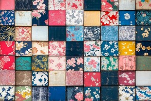 多彩日式花纹布料拼接