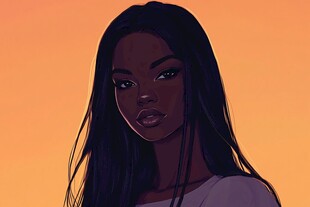 黑人女性插画 长发优雅