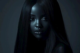 黑肤长发女性的神秘肖像