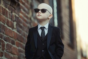 帅气光头小男孩的时尚造型