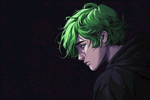 绿发少年的沉思时刻