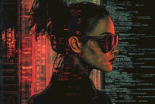 赛博朋克风的科技感女性形象