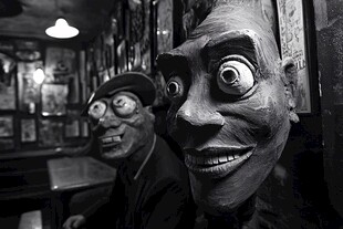 诡异人偶在复古室内场景