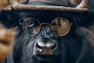 时髦酷牛戴帽戴镜超吸睛