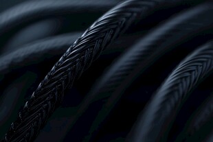 黑色编织线缆特写