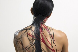 背部彩绘长发女性艺术照