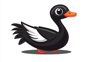 卡通黑鸭子形象插画