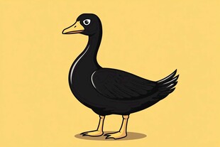 站立的黑色卡通鸭子