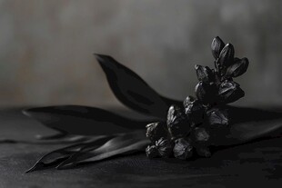 黑色花卉静物特写