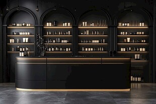 黑色系时尚美妆店铺陈列
