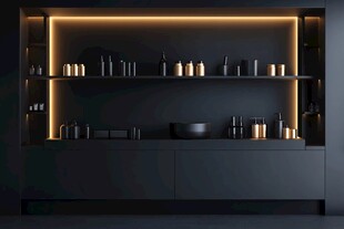 现代简约黑色美妆产品陈列架